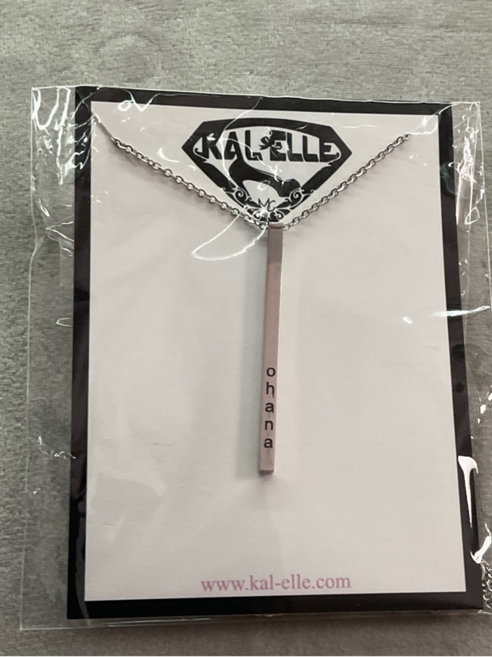 Silver Vertical Bar Necklace - Pink Accent